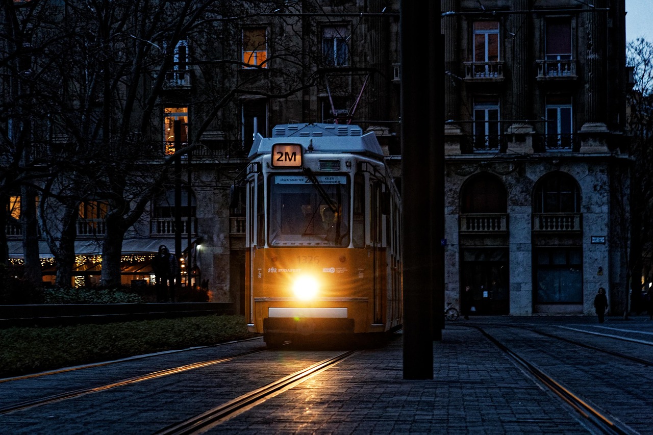 Tram, street, night — Coronavirus disease 2019